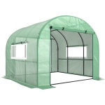 Outsunny 300 x 300cm Walk-In Polytunnel Greenhouse - Green