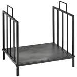Outsunny Suport pentru lemne de foc, greutate maximă 25kg, pentru interior și exterior, cu 2 mânere, din metal, 44.5x33x46.5 cm, negru