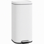 HOMCOM 30L Kitchen Bin, Compact Pedal Bin with Soft-Close and Stay-Open Lid, Removable Bucket for Kitchen, Home, Office, White