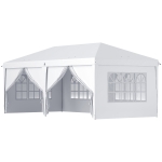 Outsunny Carpa Plegable 5,85x2,95x2,7 m con 4 Paneles 4 Ventanas 2 Puertas 1 Bolsa Anti-UV y 12 Orificios de Drenaje Blanco