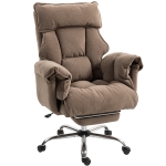 HOMCOM Ergonomischer Bürostuhl, neigbare Rückenlehne, Fußstütze, weicher Stoff, Hellbraun