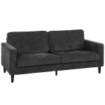HOMCOM 3 Seater Sofa Button Tufted Upholstered Couch with Wood Legs for Living Room, Dark Grey