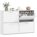 HOMCOM Mueble Zapatero Blanco Zapatero Moderno con 4 Cajones Abatibles para 16-24 Pares de Zapatos para Pasillo 120x24x81 cm
