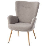 HOMCOM Poltrona Moderna in Tessuto Sherpa Imbottita con Schienale Alto e Braccioli, Grigio
