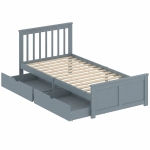 HOMCOM Pine Storage Bed, 3ft Single Solid Wooden Bed Frame with Drawers, Headboard, Wood Slat Support, Grey