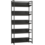 HOMCOM Bookshelf 5-Tier Metal Frame Bookcase Storage Shelves for Living Room Black