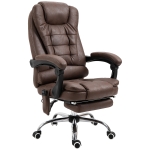 Vinsetto Poltrona da Ufficio con Telecomando e 6 Punti di Massaggio, in Tessuto Effetto Lino, 67x79x111-121 cm, Marrone