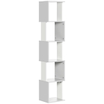HOMCOM Estantería Librería en Forma S Estantería para Libros con 5 Estantes para Salón Oficina 33x28x161 cm Blanco y Gris