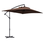 Outsunny Ombrellone da Giardino Decentrato con Base a Croce e Apertura a Manovella, 294x193cm, Marrone
