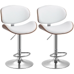 HOMCOM Lot de 2 chaises de bar tabouret hauteur réglable revêtement synthétique 53 x 52 x 92-112 cm blanc