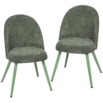 HOMCOM Juego de 2 Sillas de Comedor de Terciopelo con Asiento Acolchado Verde Oscuro