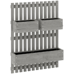 Outsunny Wall-mounted Wooden Garden Planters with Trellis, Drainage Holes and 3 Planter Boxes for Patio, Grey