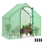 Outsunny Walk In Tomato Greenhouse Garden Outdoor Mini Greenhouse Flower Planter Steel Frame with Zipped Door & Window, PE Cover, 180 x 100 x 168CM, Green