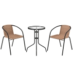 Outsunny 3 Pieces Rattan Bistro Set - Brown