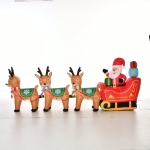 HOMCOM Aufblasbarer Weihnachtsmann Rentiere Outdoor-Weihnachtsdekoration, inkl. Gebläse, 140 m, Rot + Braun
