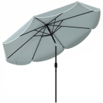 Outsunny Parasol de Jardin Extérieur Rond Inclinable à 3 Positions avec 8 Baleines et Volant, Φ265 x 235 cm, Bleu