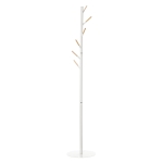 HOMCOM Perchero de Pie de Madera con 6 Ganchos para Ropas Bolsos para Salón Entrada Dormitorio 35x35x174 cm Blanco