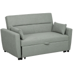 HOMCOM 2-Sitzer Sofa mit Bettfunktion, Verstellbarer Rückenlehne, Polstersofa, Samtoptik, für Wohnzimmer, Schlafzimmer, Hellgrau