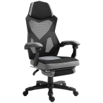 Vinsetto Sedia da Ufficio Ergonomica con Schienale Reclinabile, Poggiapiedi Retrattile, Altezza Regolabile, Grigio