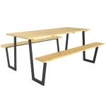 Outsunny Bierzeltgarnitur Holz 3-teilig Festzeltgarnitur mit Schirmloch Biertisch 2 x Bierbank 175 x 148 x 78 cm Naturholz