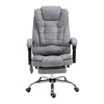 Vinsetto Bürostuhl mit Massagefunktion, Ergonomischer Schreibtischstuhl mit Liege- & Wärmefunktion, Fernbedienung, Grau