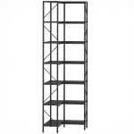 HOMCOM Bibliothèque d'angle à 7 niveaux industriel avec étagères de rangement, 60 x 60 x 198 cm, noir