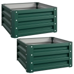 Outsunny Set of Two 60 x 60cm Steel Planter Boxes - Green