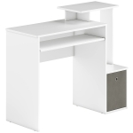 HOMCOM Computertisch, Schreibtisch, Bürotisch, Gamingtisch, PC-Tisch mit Tastaturablage, Schublade, E1 Spanplatte, Weiß, 100 x 40 x 86,6 cm