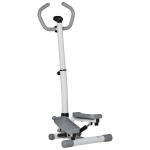 HOMCOM Stepper cu Monitor LCD, Maner Reglabil și Elastice, din Oțel și ABS, Alb și Gri