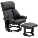 HOMCOM Poltrona Relax com Pufe Poltrona de TV Giratória com Função de Massagem Reclinável Poltrona de Massagem com Controle Remoto Bolso Lateral Poltrona de Couro Sintético para Sala de Estar Preto