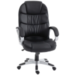HOMCOM Scaun de Birou Ergonomic Rotativ din Piele PU, Funcție Legănare, Înălțime Reglabilă, Capacitate 120kg, Negru