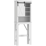 HOMCOM Mueble sobre Inodoro para el Baño con Puerta Corredera de Granero y 6 Compartimentos Estilo Rústico 67x25x172 cm Blanco
