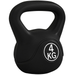 HOMCOM Kettlebell 4kg din plastic și nisip cu bază plată și mâner, 18x12x20 cm, negru