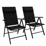 Outsunny Set de 2 scaune pliabile rabatabile pentru terasa, Negru