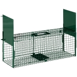Outsunny Colivie Capcană pentru Animale Mici Vii cu Dublă Ușă și Mâner, 80x25x30cm, Verde Închis