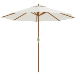 Outsunny Holz Sonnenschirm Holzschirm Gartenschirm Balkonschirm 2,5m Creme