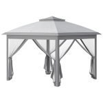 Outsunny Faltpavillon, Gartenpavillon, Metall und Stoffplane, Netzvorhänge, Entwässerungslöcher, 330L x 330B x 288H cm, Grau