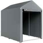 Outsunny Șopron pentru unelte anti-UV cu intrare cu fermoar, din oțel galvanizat și material PE, 120x179x165 cm, gri închis