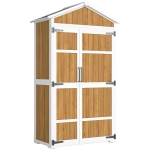 Outsunny Armoire de Jardin Abri de Jardin Étanche avec Toit en Métal Double Porte pour Outils de Jardinage 105x55x179cm Naturel