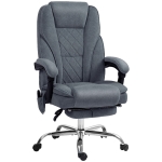 Vinsetto Fauteuil de bureau massant et chauffant hauteur réglable dossier inclinable télécommande repose-pieds rétractable gris