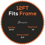 SPORTNOW Replacement Trampoline Mat with Spring Pull Tool, 72 V-Hooks, for 12ft Trampoline using 14cm Springs, Orange