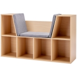 HOMCOM 2-em-1 Estante infantil Estante + Banco com acolchoado incl. almofadas 103 cm × 30 cm × 62 cm Branco + Cinza