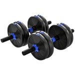 SPORTNOW Kit haltères musculation haltères réglables 15 kg 3 en 1, ensemble de poids réglable avec barre d'extension noir