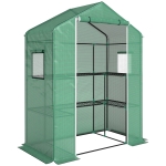 Outsunny Invernadero con 1 Puerta 2 Ventanas y Estantes de 2 Niveles en Forma de U para Cultivo de Plantas 140x73x190 cm Verde