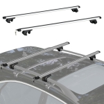 HOMCOM Barras de Techo Universales para Vehículos de Aluminio Bacas Portaequipajes Coche Automóvil Baca para Coche Universales con Cerradura Carga 75 kg 123,5 cm Plata