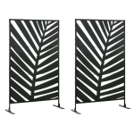 Outsunny Lot de 2 paravents séparateur de jardin balcon décoratif extérieur à motif végétal en acier 122 x 45 x 198 cm noir