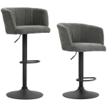 HOMCOM Barhocker 2er-Set, Schalenrücken, höhenverstellbar, Fußstütze, für Küche oder Esszimmer, Metallbasis, Dunkelgrau