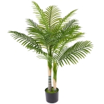 HOMCOM Artificial Palm Tree with 14 PEVA Leaves, 120cm Decorative Artificial Plant with Pot and Moss Effect, Green