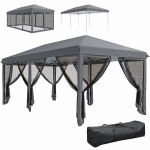 Outsunny 3 x 6m Pop Up Gazebo, Outdoor Canopy Shelter, Marquee Party Wedding Tent with 6 Mesh Walls and Carry Bag, Grey