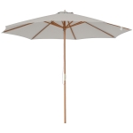 Outsunny Sombrilla Terraza Exterior Ø300 cm Sombrilla de Jardín con Sistema de Polea Techo Ventilado y Poste Desmontable de Madera Parasol para Patio Terraza Gris